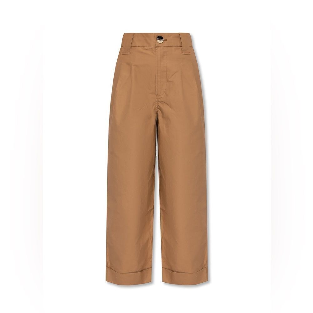 Ganni Drapey Pleat Loose Brown Trouser Pant